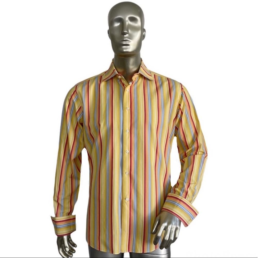 Duncan Quinn London Men's Striped French Cuff Dress Shirt 16